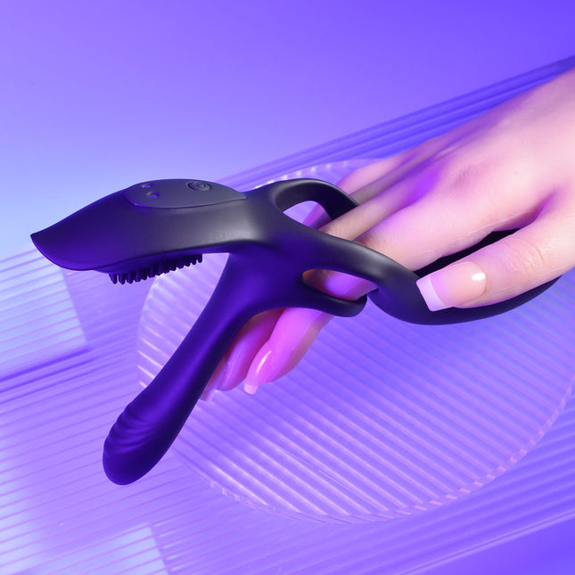 Playboy Pleasure The 3 Way Black Vibrating Cock Ring