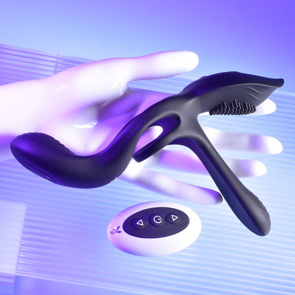 Playboy Pleasure The 3 Way Black Vibrating Cock Ring