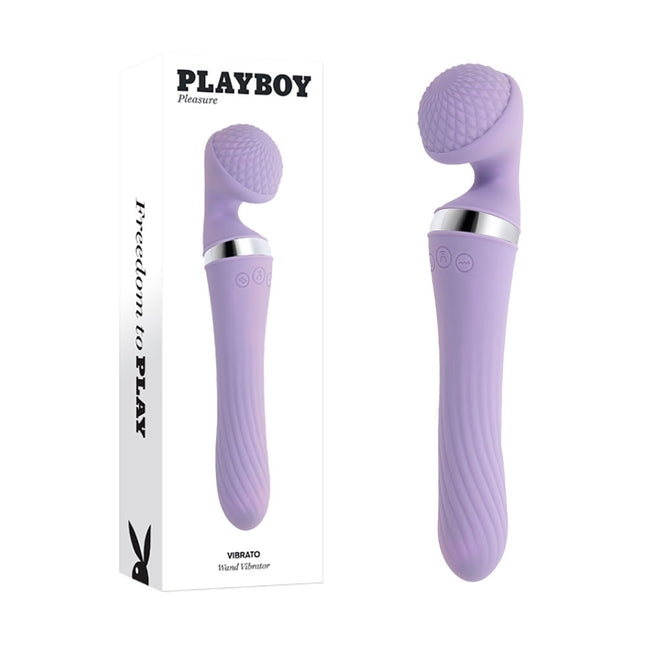 Playboy Pleasure VIBRATO Lavender Wand Vibrator Front View with Case