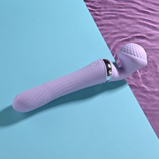 Top Front View of Playboy Pleasure VIBRATO Lavender Wand Vibrator