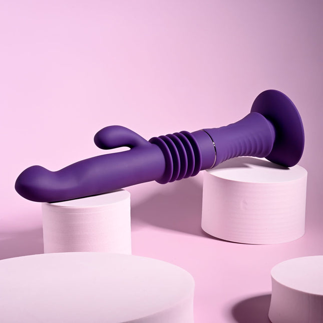 Playboy Pleasure HOPPY ENDING Purple Rabbit Vibrator on Stand