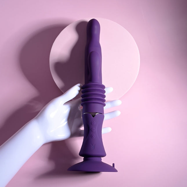 manakin hand holding Playboy Pleasure HOPPY ENDING Purple Rabbit Vibrator