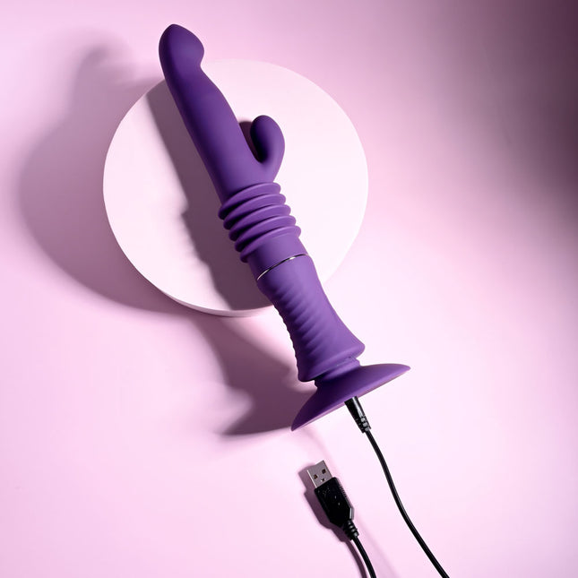 USB Rechargeable Playboy Pleasure HOPPY ENDING Purple Rabbit Vibrator
