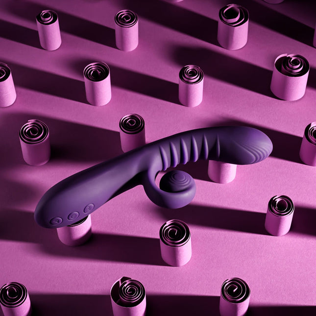 Top View of Playboy CURLICUE Purple Rabbit Vibrator