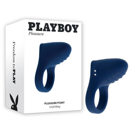 Playboy Pleasure PLEASURE POINT Blue Vibrating Cock Ring with Box