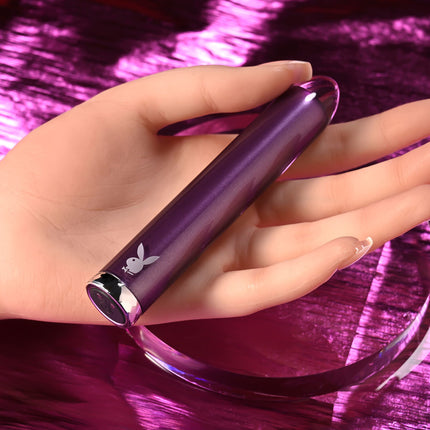 Hand Holding Playboy Pleasure AMETHYST Glass Bullet Vibrator