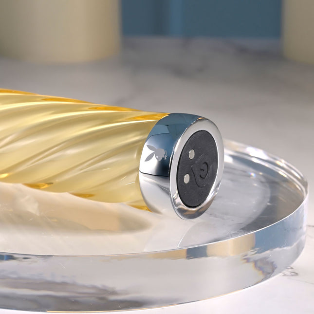 Playboy Pleasure TWIST OF FATE Glass Rechargeable Vibrator