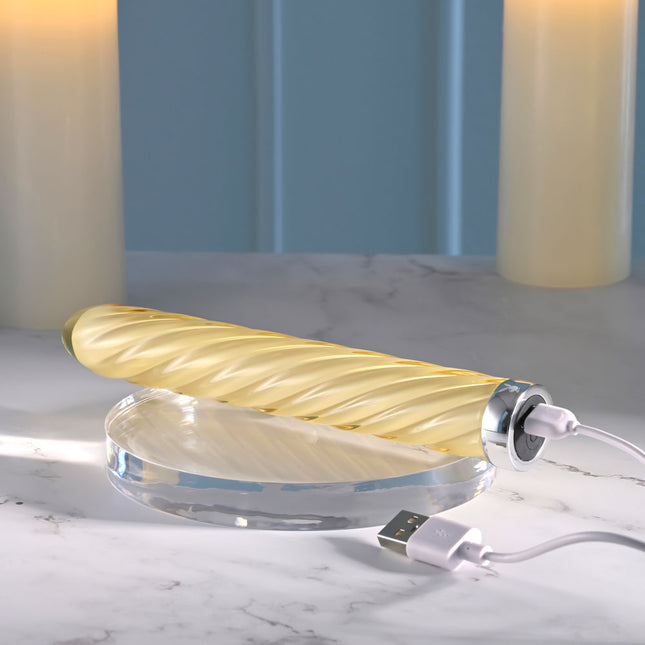 Playboy Pleasure TWIST OF FATE Glass Rechargeable Vibrator