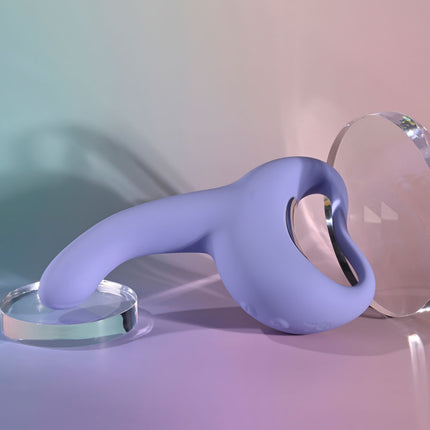 Playboy Pleasure NICE TO MEET YOU Purple Vibrator on clear stand