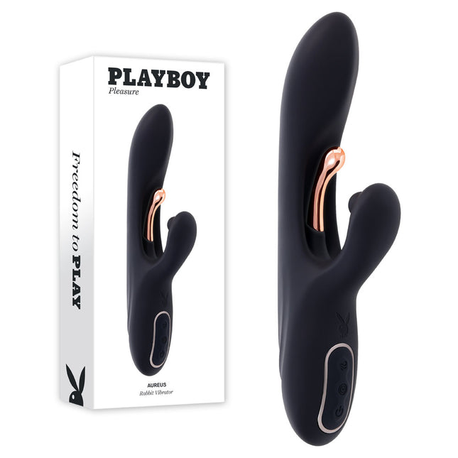 Playboy Pleasure AUREUS Black Rabbit Vibrator with Case