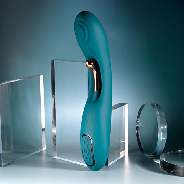 Playboy Pleasure AURELIE Green Vibrator with Internal Flicker Side View