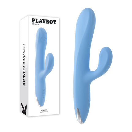 Playboy Pleasure UP AND AWAY Blue Rabbit Vibrator with Box