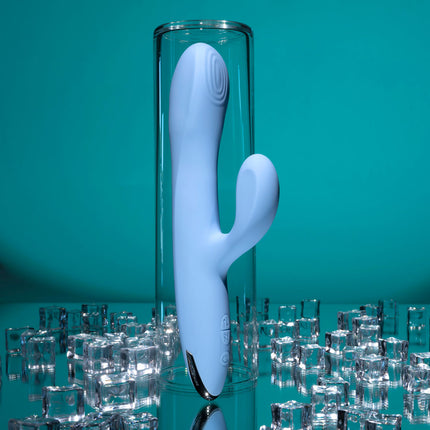 Playboy Pleasure UP AND AWAY Blue Rabbit Vibrator Side View