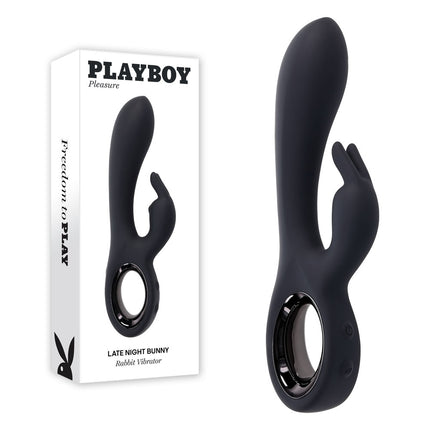 Playboy Pleasure LATE NIGHT BUNNY Black Rabbit Vibrator with Case