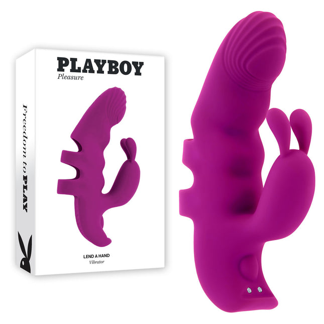 Playboy Pleasure LEND A HAND Purple Finger Vibrator with Box