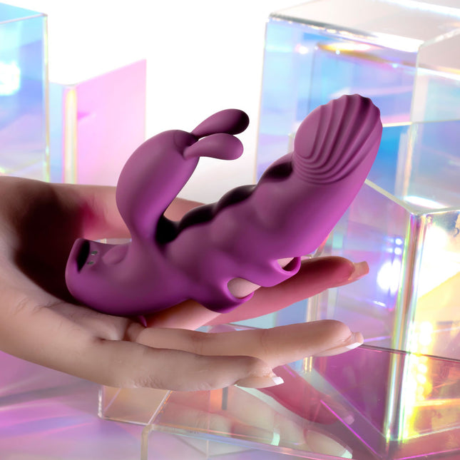 Hand Holding Playboy Pleasure LEND A HAND Purple Finger Vibrator