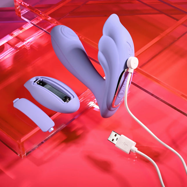 Playboy Pleasure LILAC FANTASY - Purple 13.5 cm USB Rechargeable Tapping Vibrator with Remote