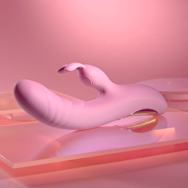 Playboy Pleasure RUB ME RIGHT - Pink 23.2 cm USB Rechargeable Thrusting Rabbit Vibrator