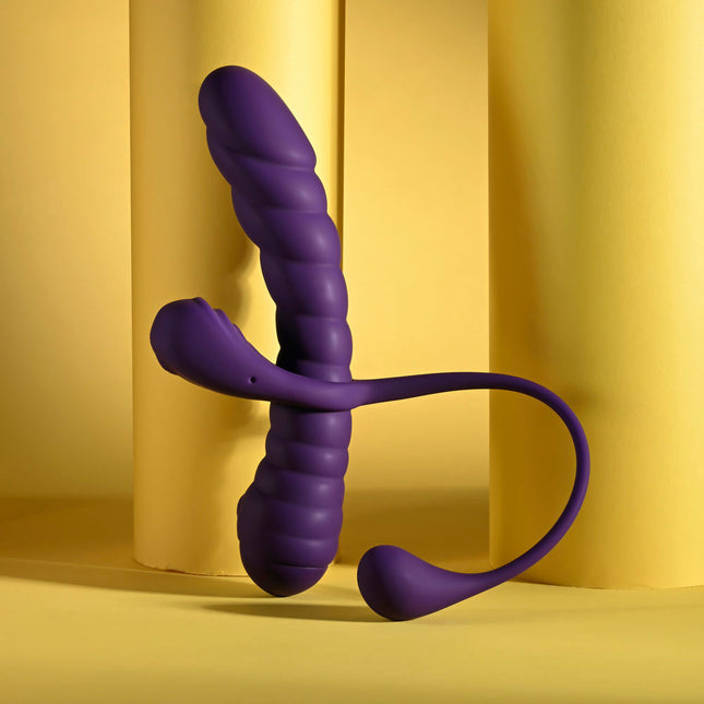 Playboy Pleasure TWISTED PLAYGROUND - Purple USB Rechargeable Vibrator and Cock Ring Kit