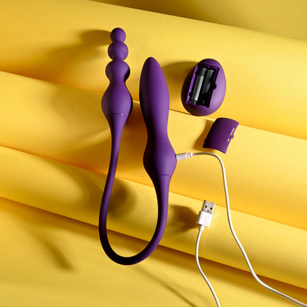 Playboy Pleasure THIS & THAT - Purple 60cm Flexible Dual Ended Vibrator