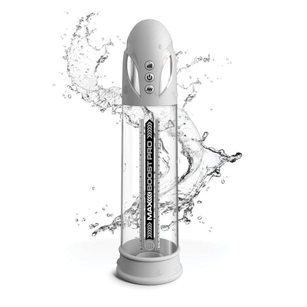 Pump Worx Max Boost Pro Flow - White/Clear USB Rechargeable Waterproof Auto Penis Pump