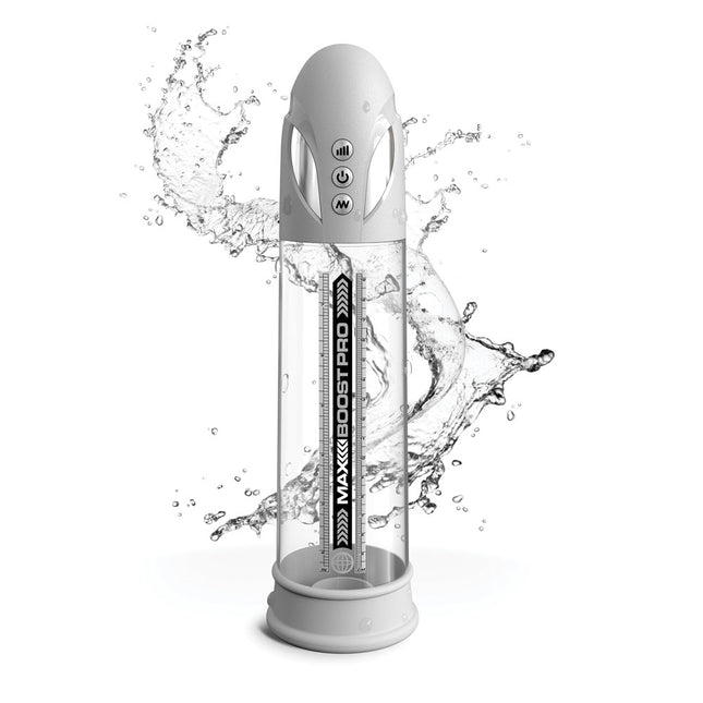 Pump Worx Max Boost Pro Flow - White/Clear USB Rechargeable Waterproof Auto Penis Pump