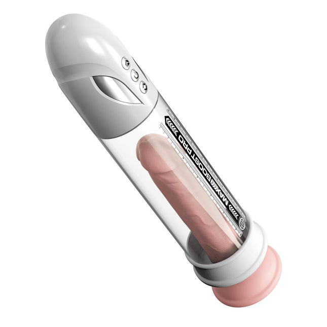 Pump Worx Max Boost Pro Flow - White/Clear USB Rechargeable Waterproof Auto Penis Pump