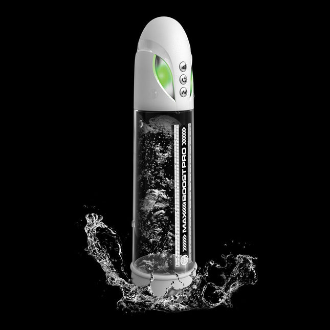 Pump Worx Max Boost Pro Flow - White/Clear USB Rechargeable Waterproof Auto Penis Pump