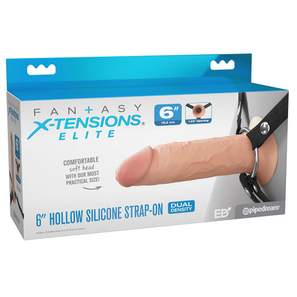 FX Elite 6 Inch Silicone Hollow Strap-On Flesh Dildo Case Dual Density