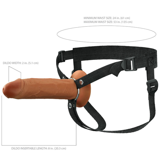 FX Elite 8 Inch Silicone Hollow Strap-On Tan Dildo