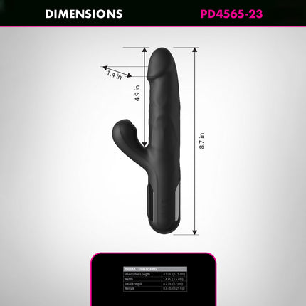 FFS Sonix Silicone Thruster - Black 22 cm USB Rechargeable Thrusting Vibrator with Flicking Clit Stim