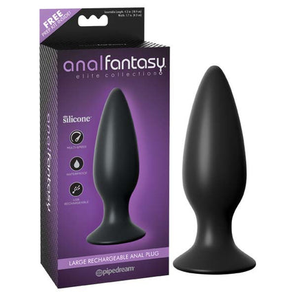 Anal Fantasy Large Rechargeable Anal Plug - Black 13.5 cm (5.3'') USB Rechargeable Vibrating Butt Plug