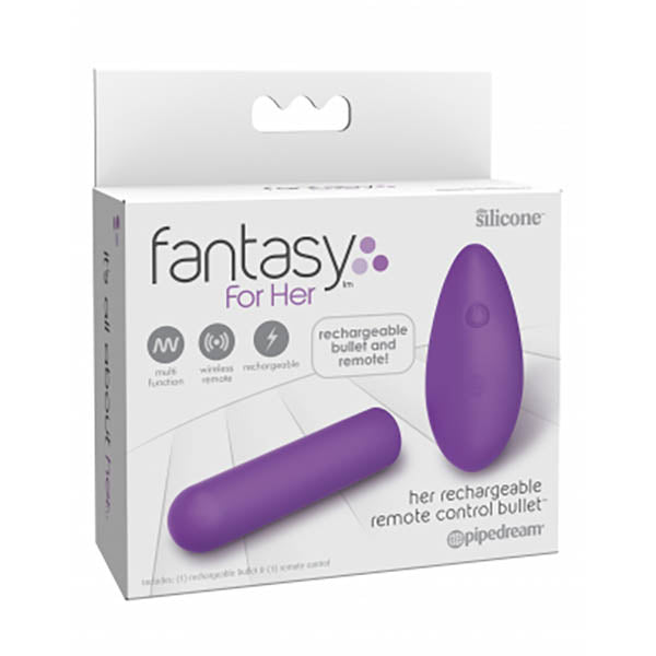 Fantasy For Her Rechargeable Remote Control Purple Bullet Vibrator with Wireless Remote