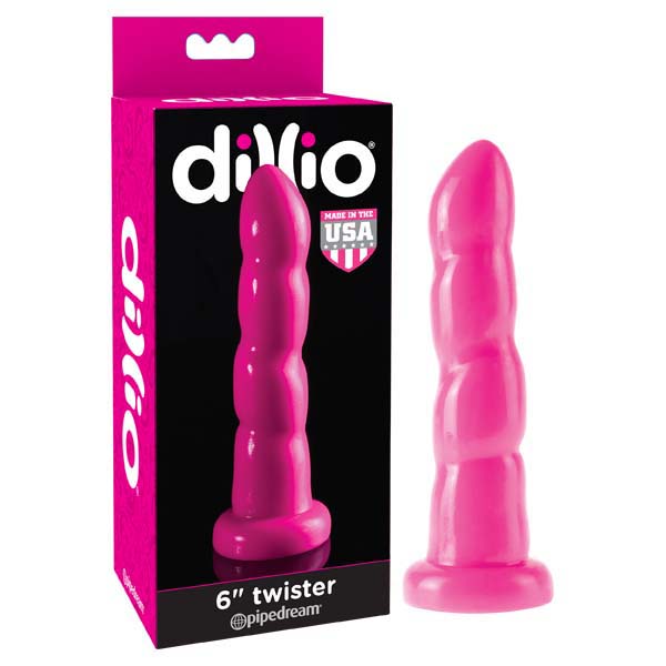 Dillio 6 Inch Twister Pink Dildo Pipedream case and toy