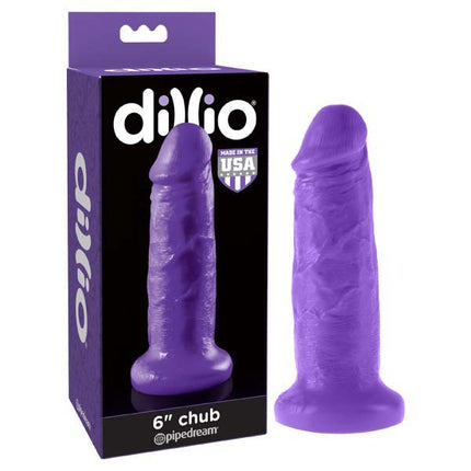 Dillio 6 Inch Chub Purple Dildo in Pipedream case