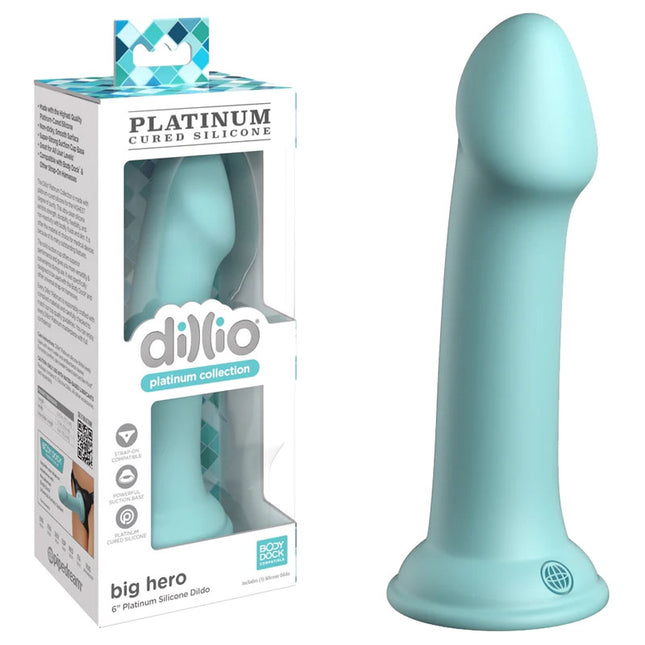 Dillio Platinum Big Hero 6 Inch Teal Dildo with Case 