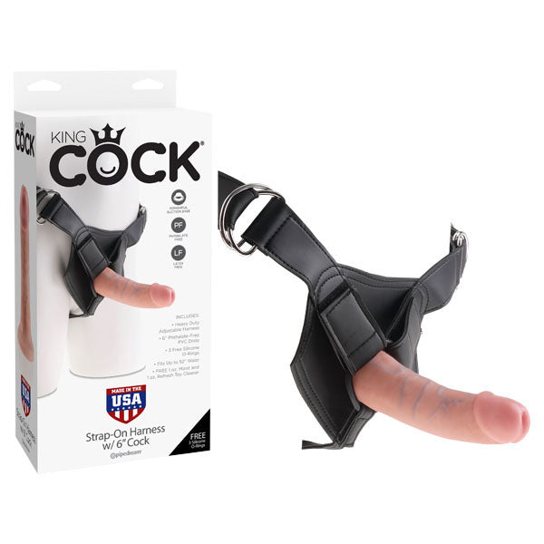 King Cock Strap-On Harness 6'' Flesh Dildo