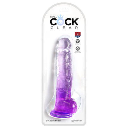 Case Only of King Cock Clear 8 Inch Purple Dildo with Balls