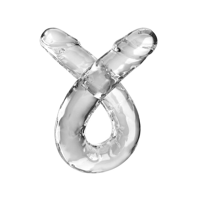 King Cock 18" Double Dildo - Clear Flexible and stretched