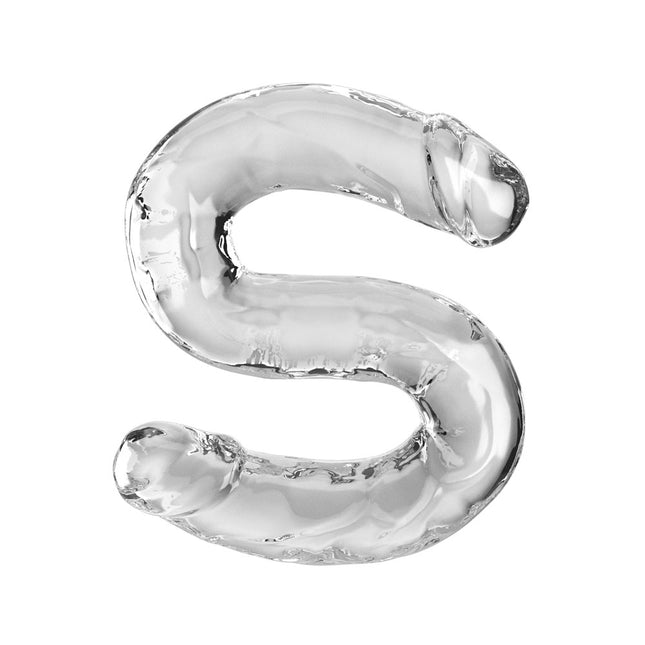 King Cock 18" Double Dildo - Clear in an S Shape