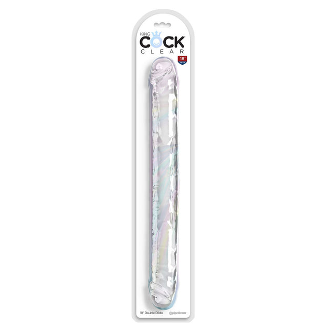 King Cock 18" Double Dildo - Clear Case Front View