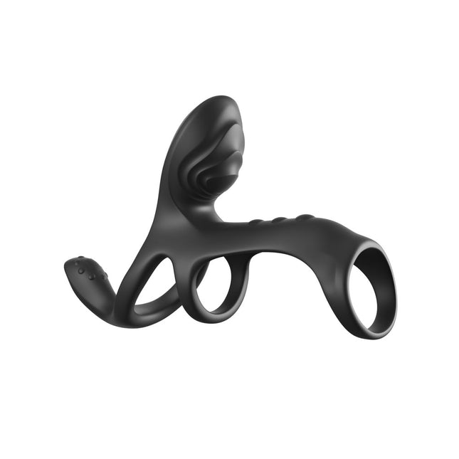 Fantasy C-Ringz Ultimate Couples Cage Max - Black Vibrating Cock Ring Cage