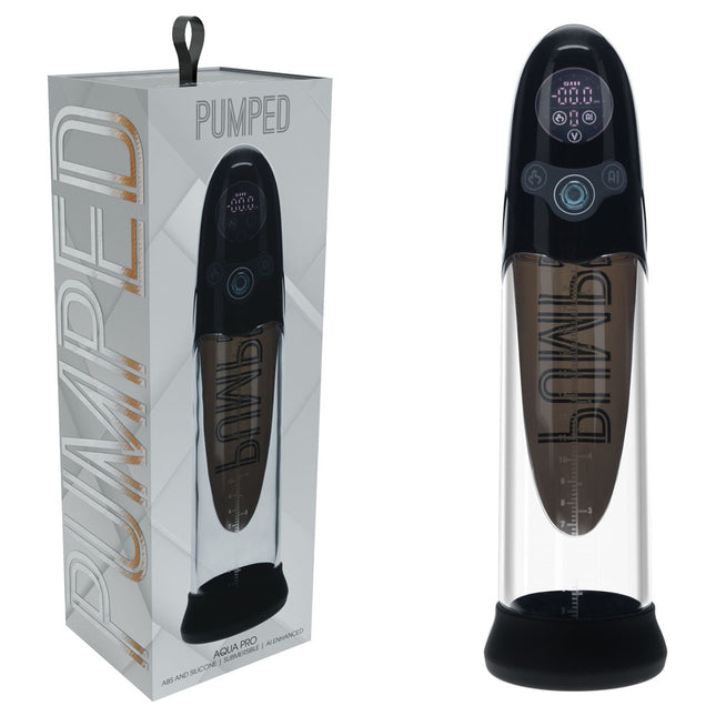 PUMPED Aqua-Pro Black/Clear AI-Enabled Submersible Auto Penis Pump