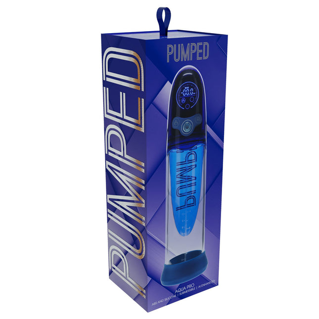 PUMPED Aqua-Pro Blue/Clear AI-Enabled Submersible Auto Penis Pump