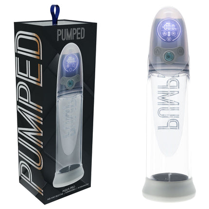 PUMPED Aqua-Pro Grey/Clear AI-Enabled Submersible Auto Penis Pump