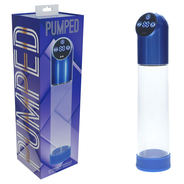 PUMPED Automatic Waterproof Metal Blue/Clear Penis Pump