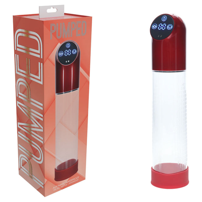 PUMPED Automatic Waterproof Metal Red/Clear Penis Pump