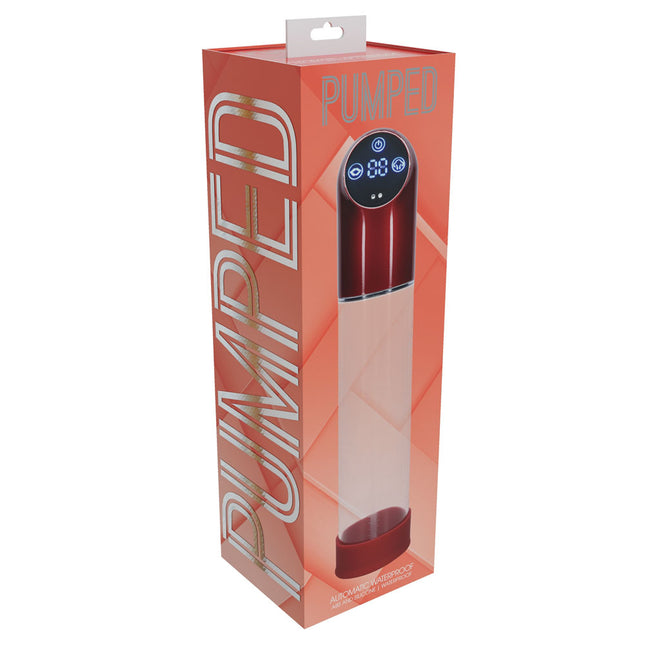 PUMPED Automatic Waterproof Metal Red/Clear Penis Pump