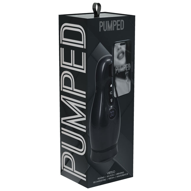 PUMPED Virtuo - Gunmetal Grey/Clear USB Rechargeable Sucking And Vibrating Auto Masturbator
