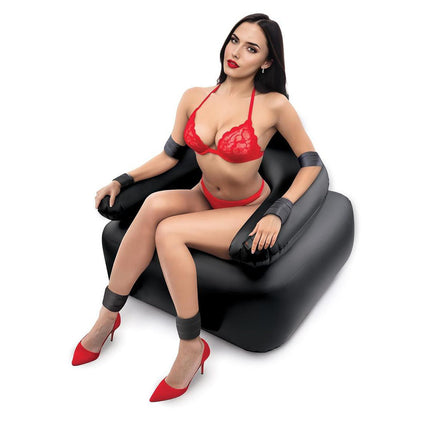 Whipsmart Inflatable Bondage Chair with 6 Inch Vibrating Dildo - Black